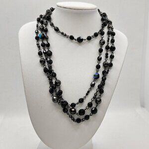 Premier Designs "Arabian Nights" Black Beaded Multi-Strand Necklace